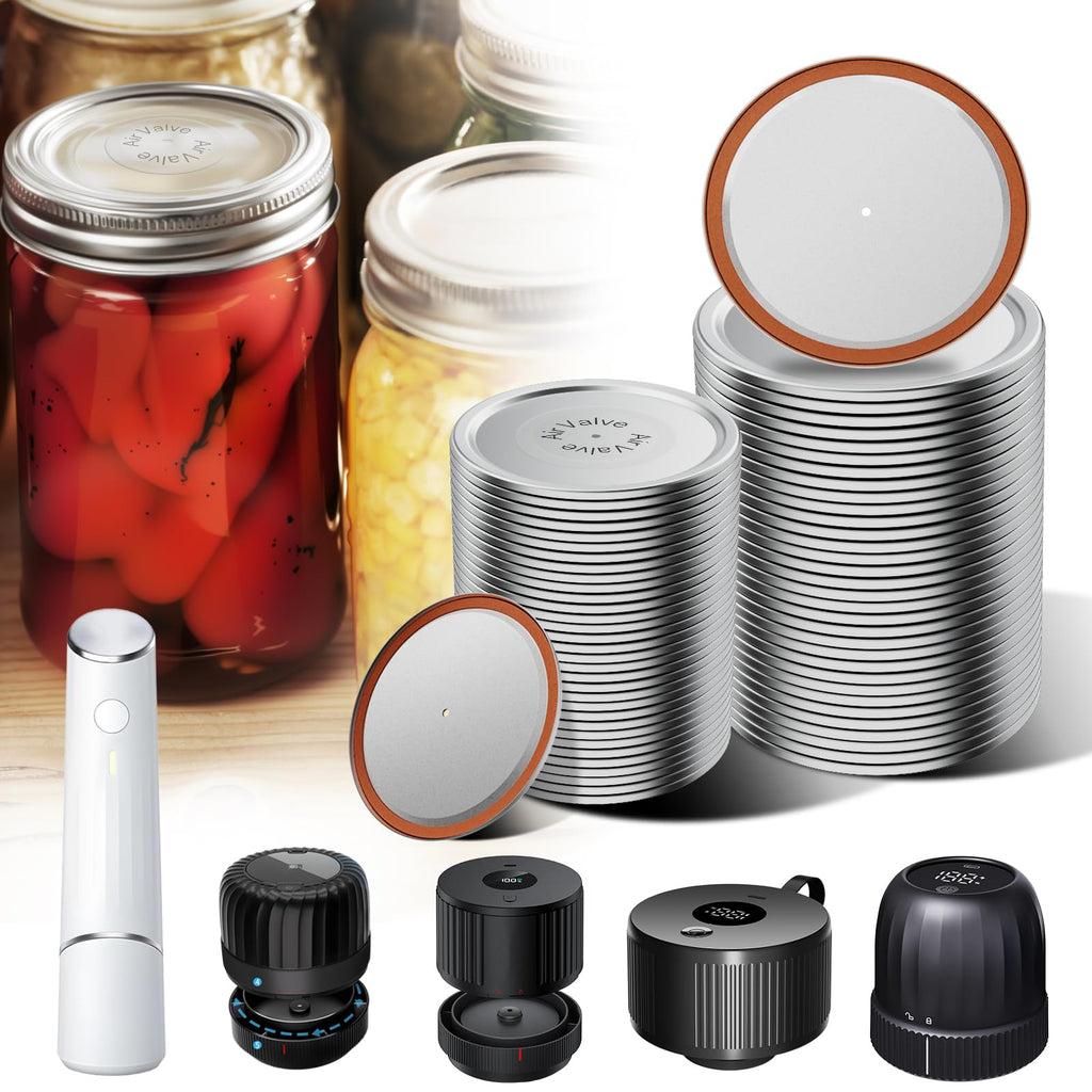 Mason Jar Lids 48 Pack: 24 Wide Mouth + 24 Regular Mouth Canning Lids, Vacuum Seal Food-Grade Canning Supplies Compatible with Electric Vacuum Sealers