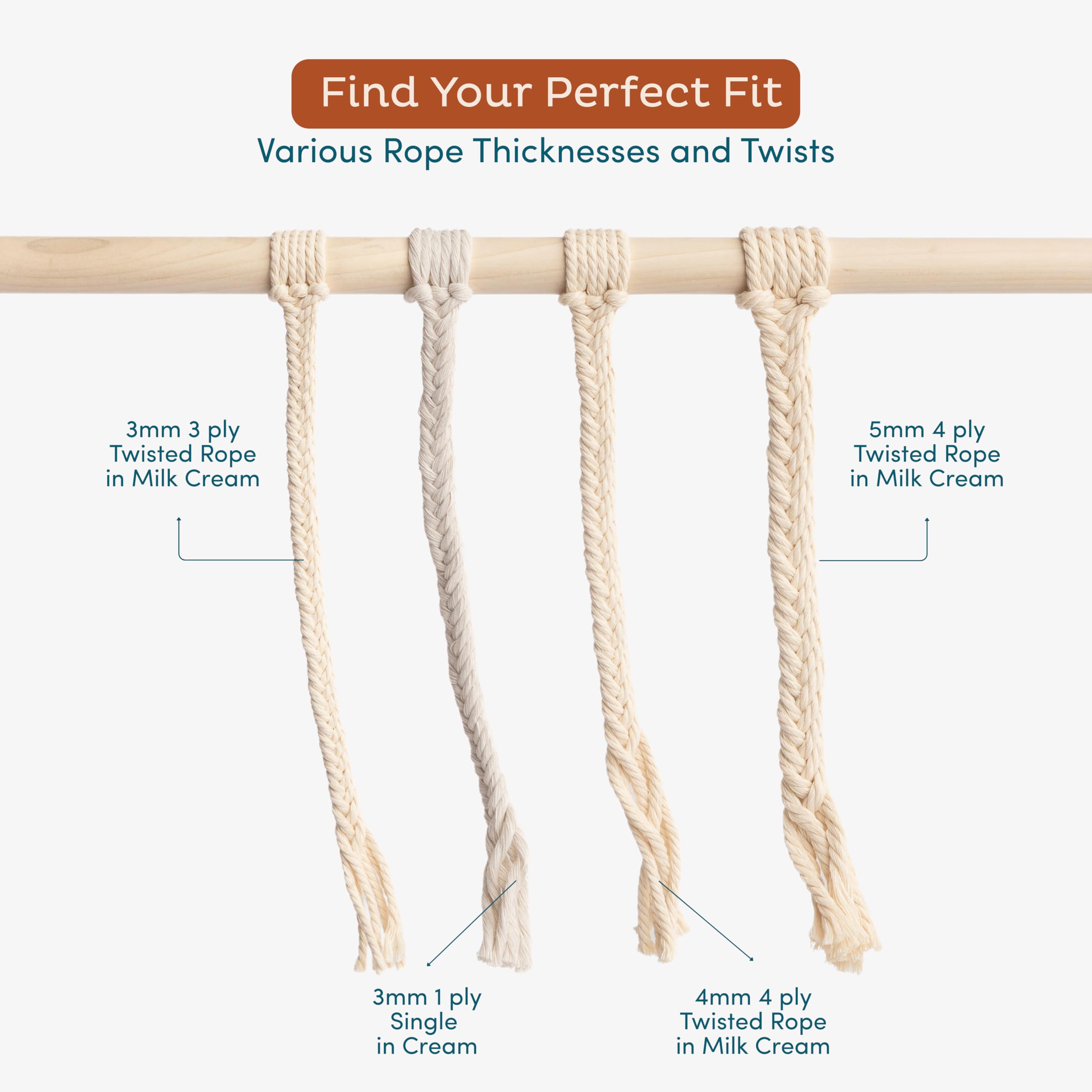 Nook Theory 3mm Macrame Cord 220 Yards - 4mm 5mm Soft Macrame Rope Perfect for Knots - Macrame Supplies for Wall Hangers & Boho Decorations - Cotton Rope - Macrame String (Milk Cream, 3mm)