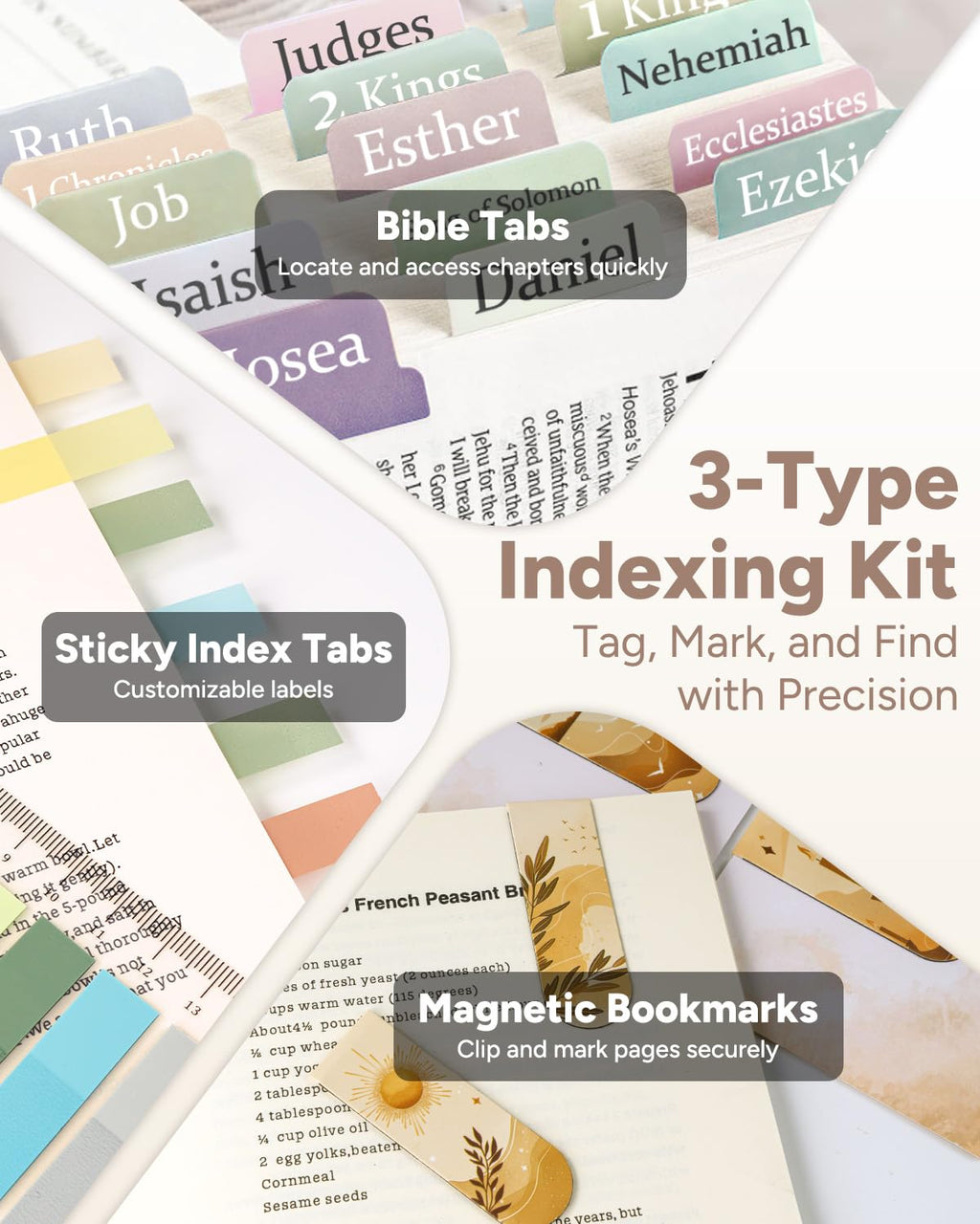 WEMATE 76 PCS Bible Study Supplies with Bible Case, 15 No Bleed Bible Highlighters and Pens, Washi Tape, Transparent Sticky Notes, Prayer Cards, Annotation Journaling Kit Christian Gift for Women