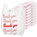 Lawei 500 Count Thank You Bags Reusable Grocery Bag - 13 x 7 x 21 Inch Plastic T-Shirt Bags for Shopping, Restaurants, Catering (15mic, 0.6 Mil), Bulk Carryout Shopping Bags