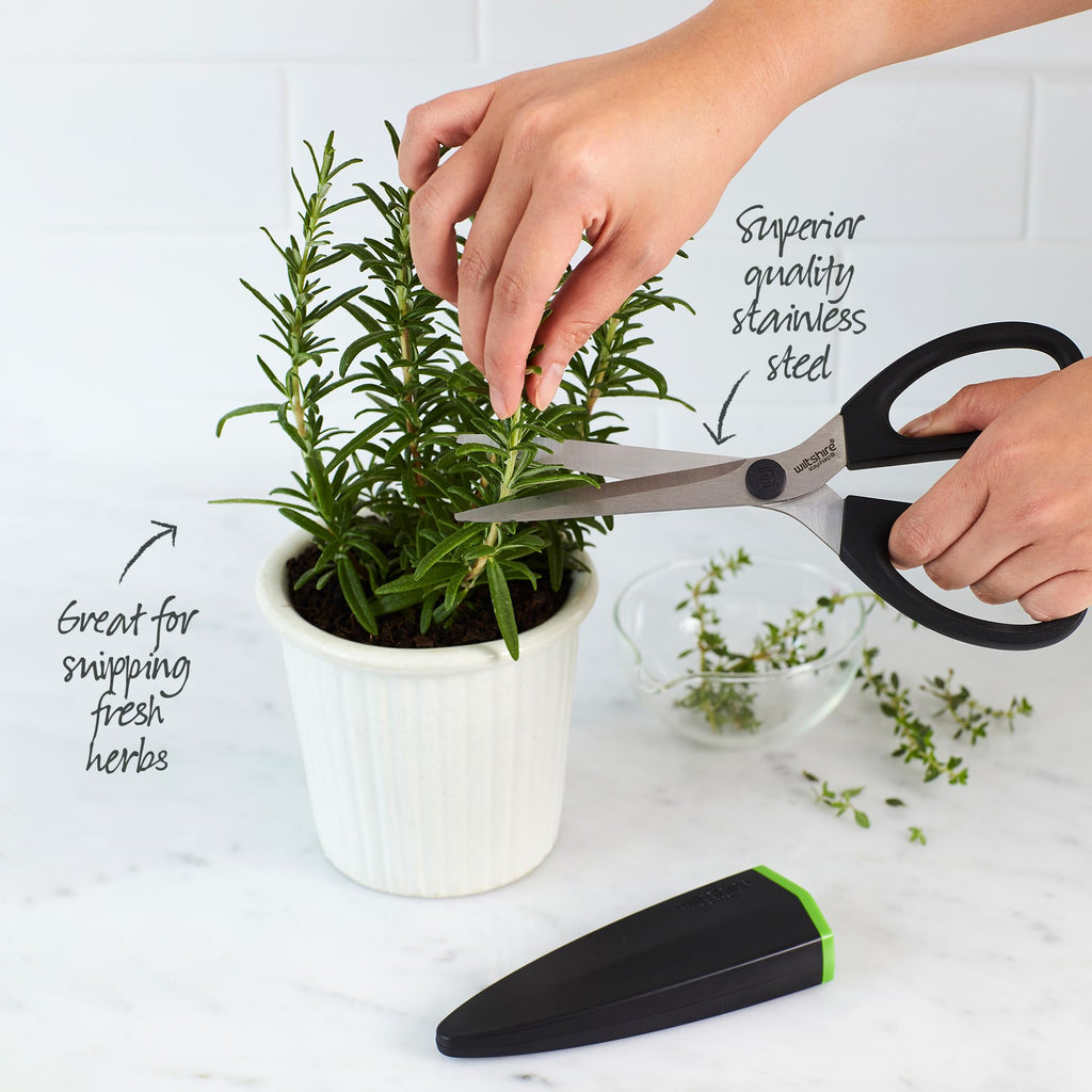 Staysharp Scissors, Kitchen Scissors with Built-in Sharpener, Keep Your Scissors Sharp at All Times, Slim Design Scabbard, Pull-Apart, Soft Touch Handles for Easy Cleaning, Black, 10-Year Guarantee