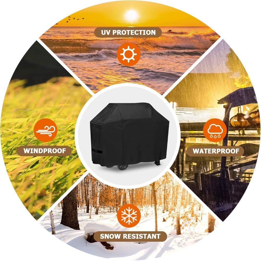 58 inch BBQ Cover, Waterproof Gas Grill Cover for Weber, Brinkmann, Char Broil, Holland & Jenn Air, Black(UV & Dust & Water Resistant, Weather Resistant, Rip Resistant) (58 inch light)