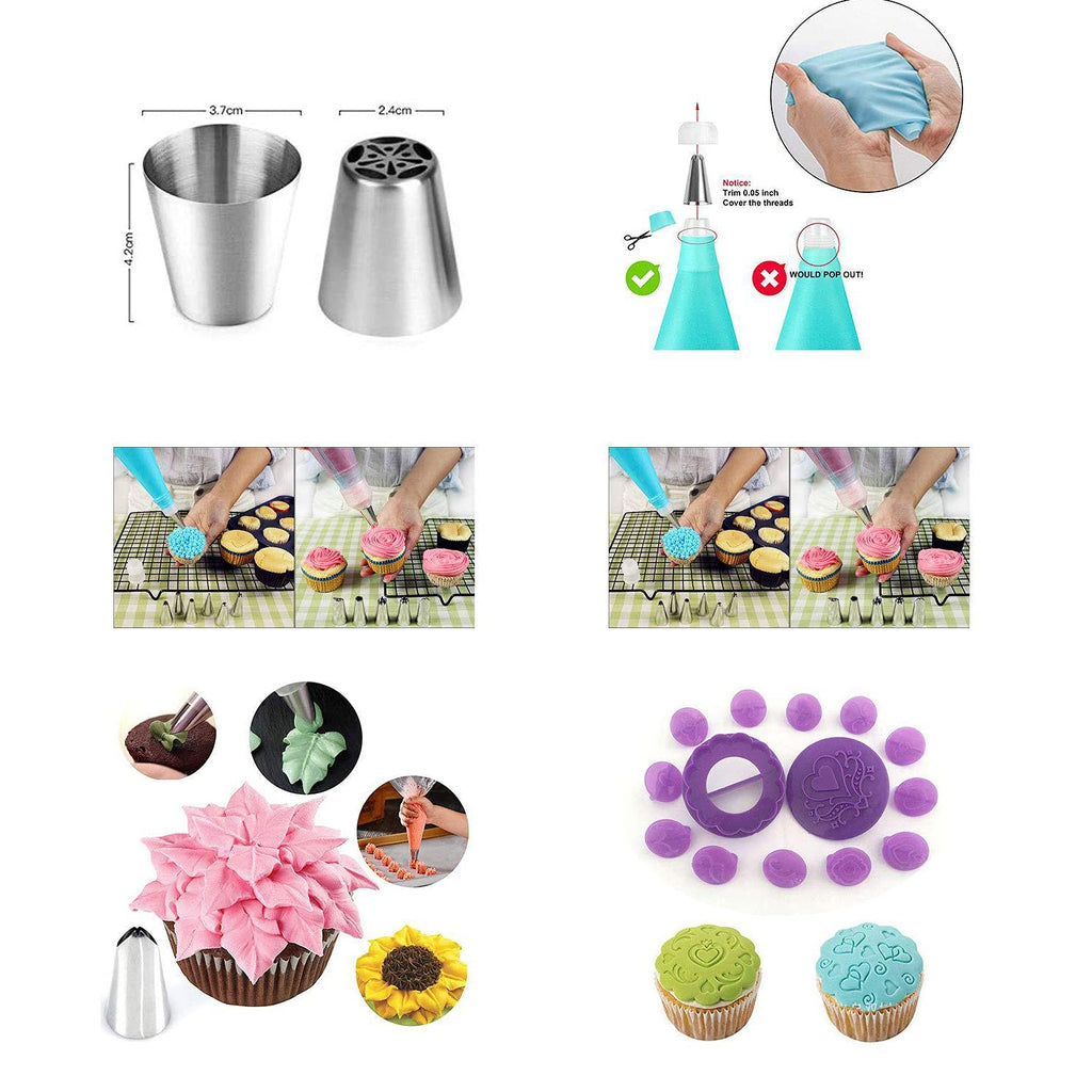 BESUNTEK Cake Decorating Supplies Kit with Turntable, 137 Pcs Reusable Stainless Steel Professional Cake Decorating Kit, Piping Bags, Baking Supplies, Purple