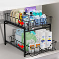 Under Sink Organizer 2 Tier Pull Out Under Sink Organizers, Rustproof Under Cabinet Organizer, Multipurpose Sliding Drawer Pull Out Shelf Organizer for Kitchen Bathroom Cabinet
