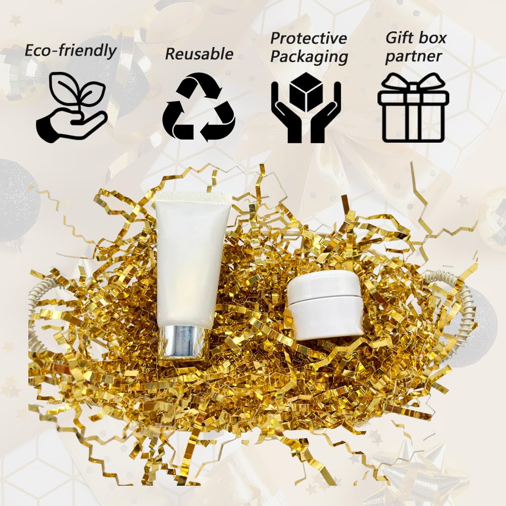 1 LB Gold Crinkle Cut Paper Shred Filler Packaging for Gift Wrap, Boxes Basket Filler,Wedding Birthday Christmas Easter Valentine’s Packing Wrapping Paper