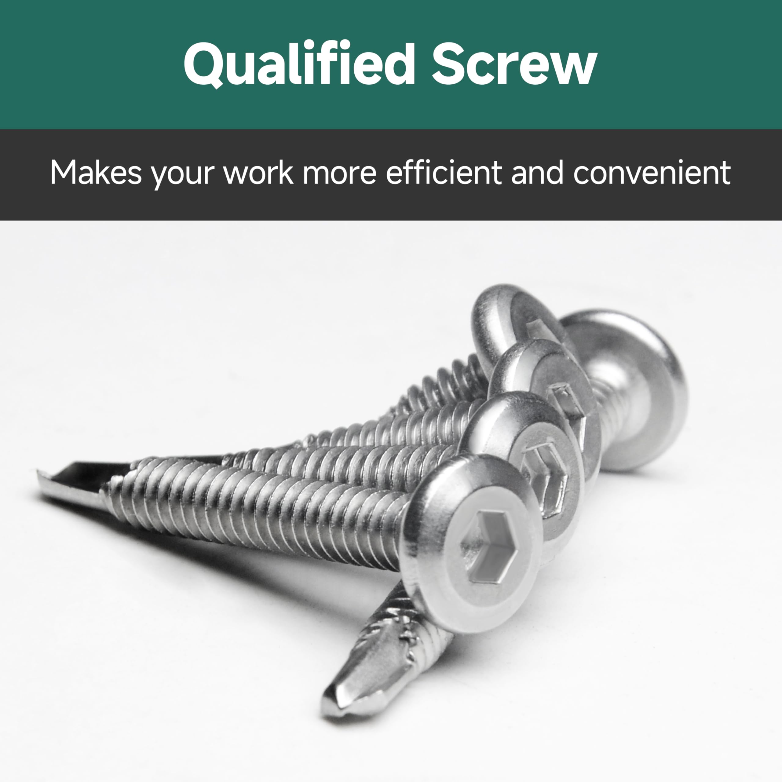 EASTPUK 100Pcs 10 x 1 Sheet Metal Screws, Stainless Steel Flat Head Socket Cap Self Drilling Screw, Allen Socket Drive, Self Tapping Screws with Drill Bit