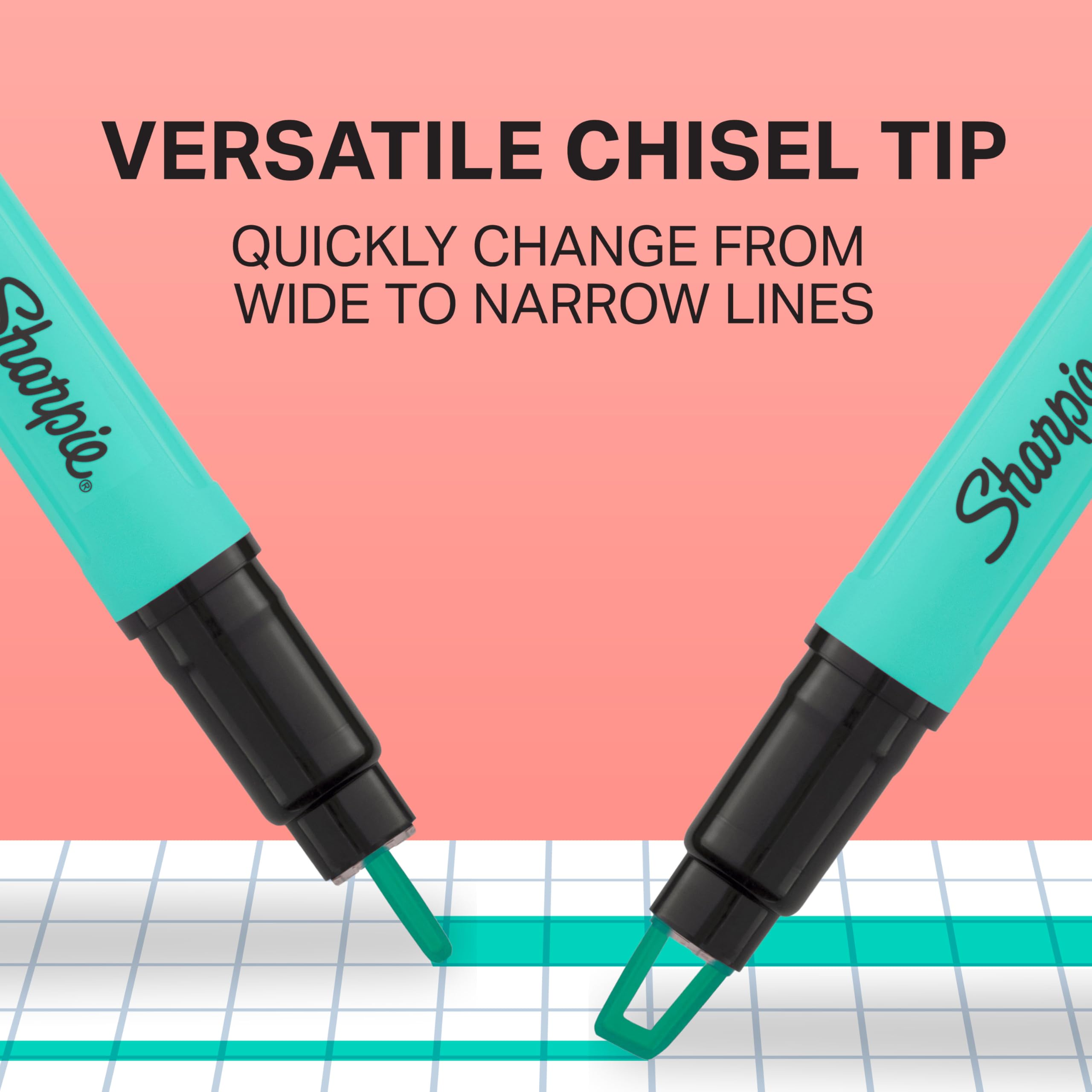 Sharpie Highlighter, Clear View Stick Highlighter with See-Through Chisel Tip, Assorted, 8 Count