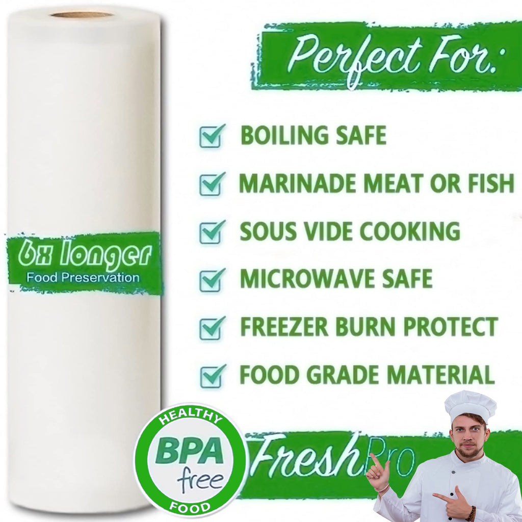 Vacuum Sealer Bags 8" x 50' Rolls 2 Pack for Food Saver, Heavy Duty Commercial Grade Vacuum Bags for Vac Storage, Meal Prep, Vacuum Seal Bags for Sous Vide, BPA Free