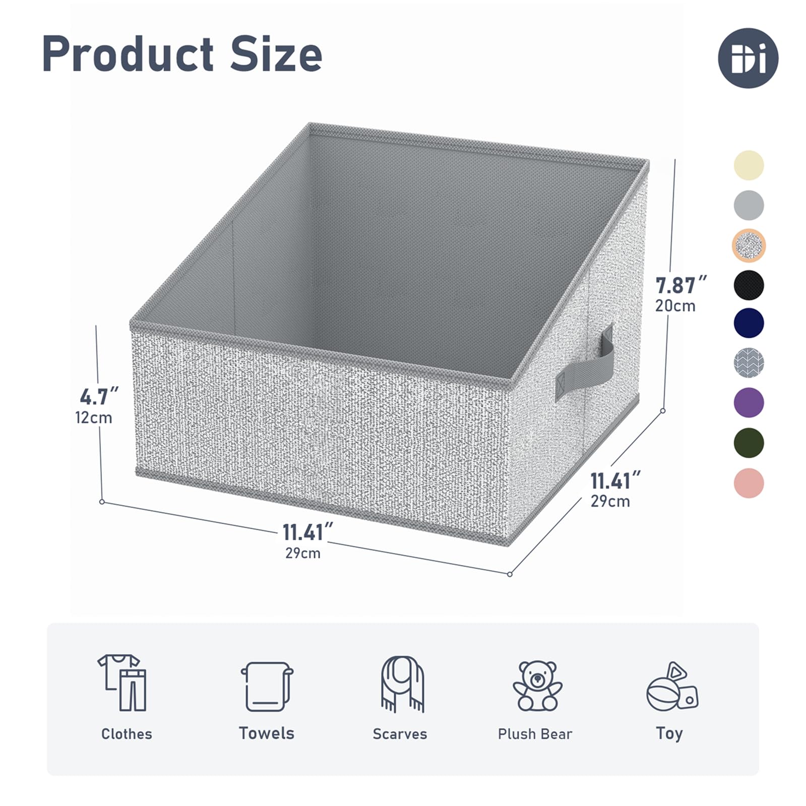 DIMJ Closet Storage Bins Shelves - 6 Pack Foldable Storage Box Trapezoid Closet Cube Organizer, Clothing Containers Basket Organization for Towel, DVD, Dorm - Ant Grey