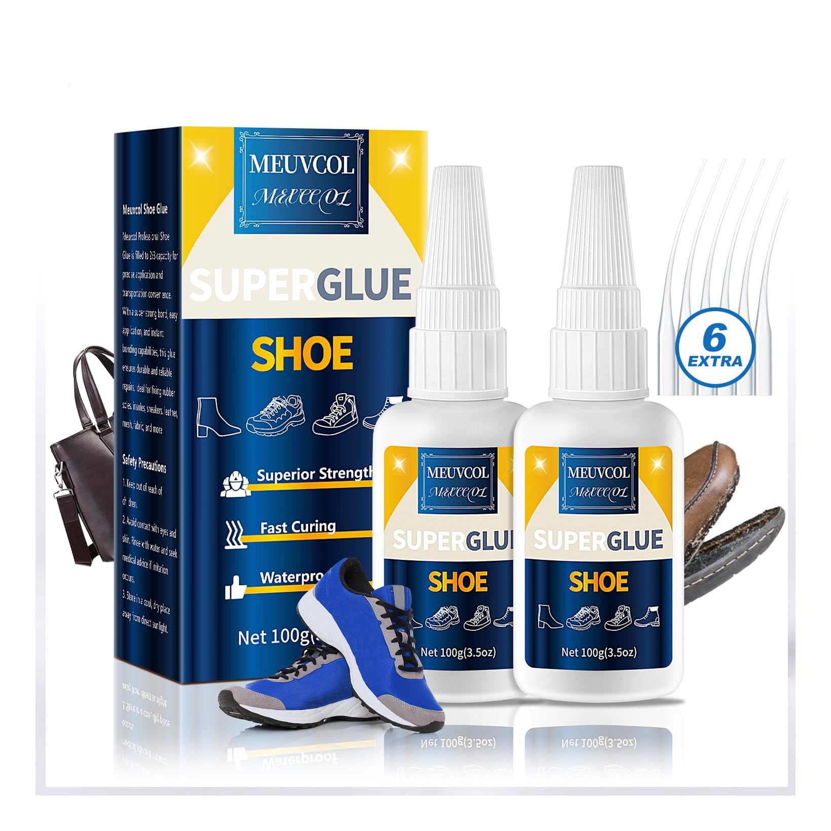 Super Glue for Shoe - 100g Instant Shoe Repair Adhesive for Soles, Insole, Boots & Leather, Waterproof Clear Glue for Sneakers, Heels, Tennis Shoes