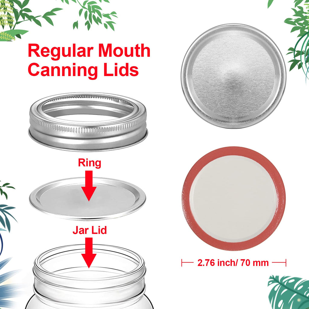 Compatible with Mason Jar Lids,moinkerin 120 Pcs Canning Lids Regular Mouth 70mm Canning Jar Lids Couvercle Pot for Ball Cans, Home Canning, Food Storage