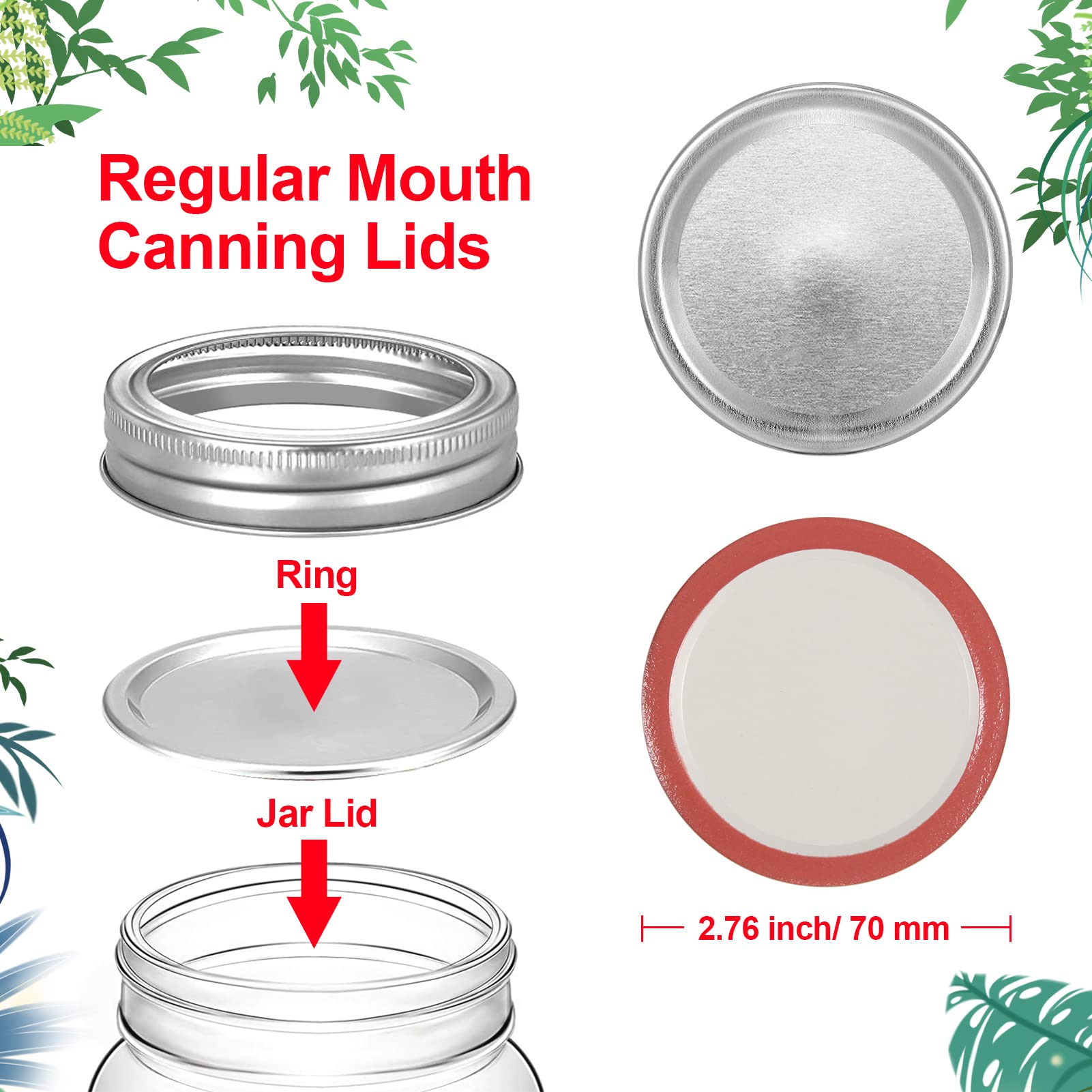 Compatible with Mason Jar Lids,moinkerin 120 Pcs Canning Lids Regular Mouth 70mm Canning Jar Lids Couvercle Pot for Ball Cans, Home Canning, Food Storage