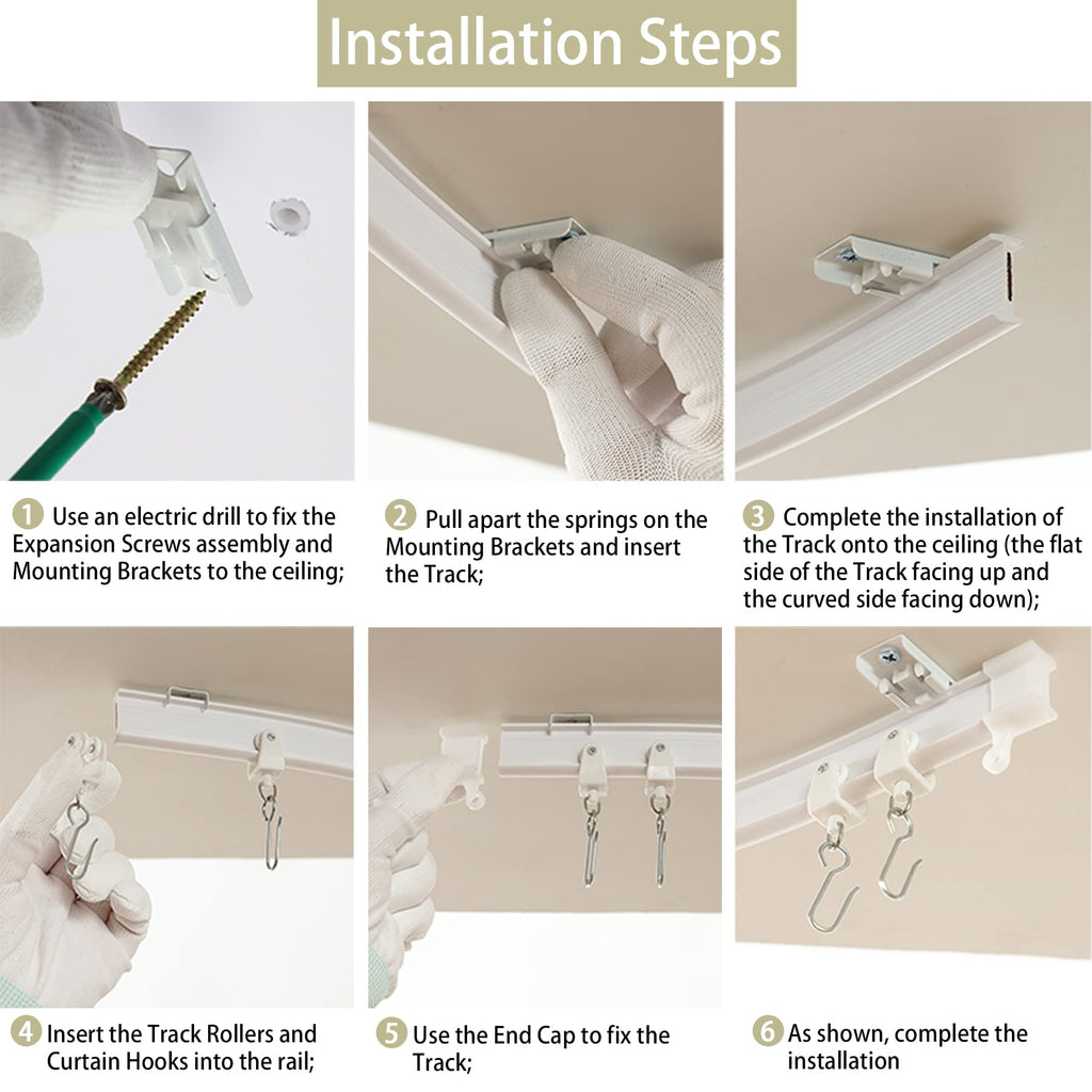 Trimold Premium Ceiling Curtain Track System, Flexible and Durable Design for Effortless Gliding, Ideal for Shower Window RV Room Dividers, Privacy and Home Décor