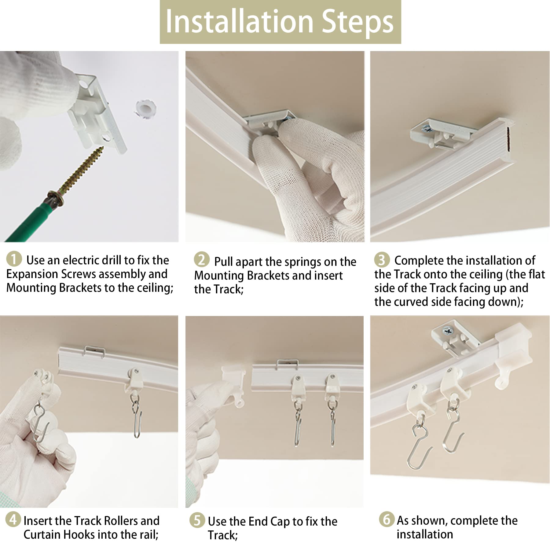 Trimold Premium Ceiling Curtain Track System, Flexible and Durable Design for Effortless Gliding, Ideal for Shower Window RV Room Dividers, Privacy and Home Décor