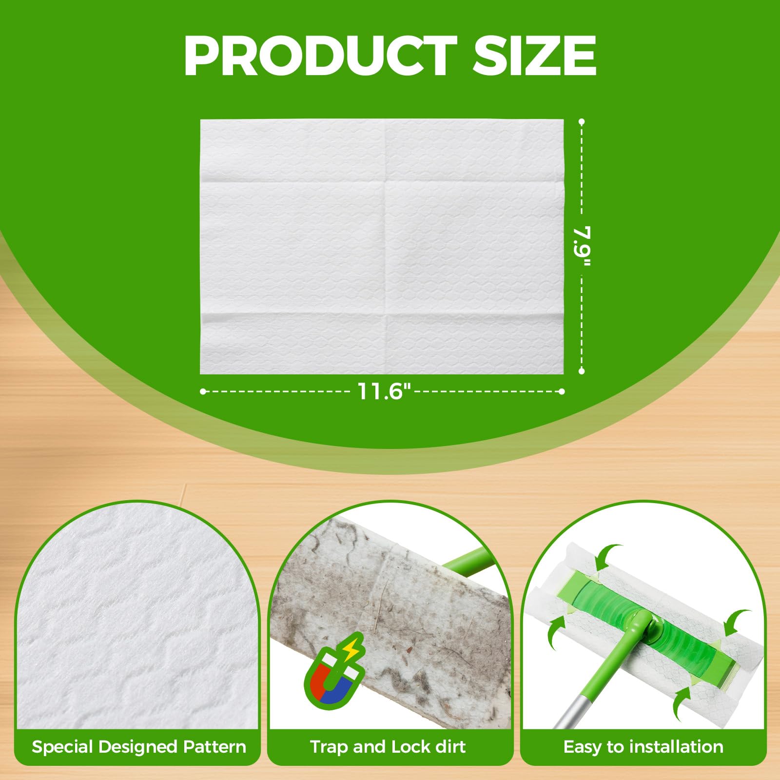 UCLEAN Dry Mop Refills Sweeper Disposable Dusting Cloths for Floor Cleaning - Electrostatic Mop Pads 160 Count 7.9"x11.6"