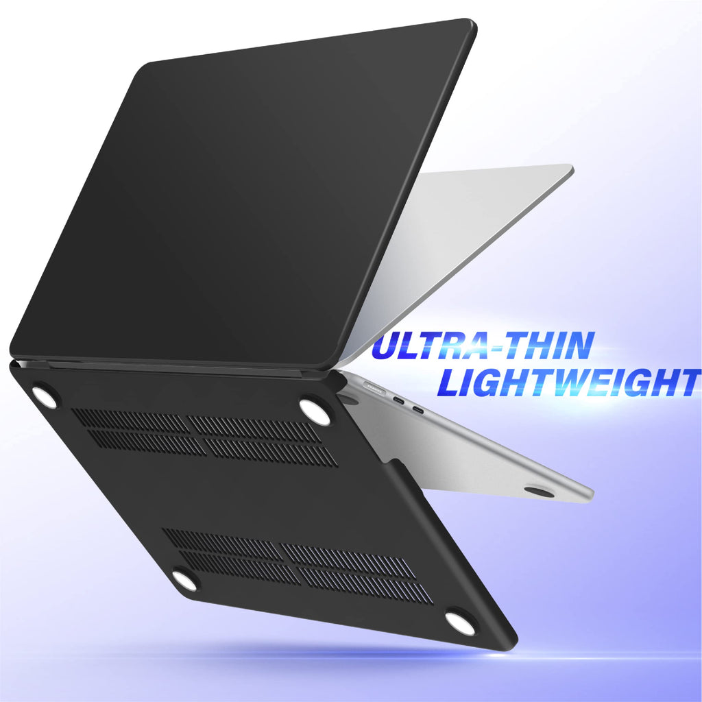 IBENZER Compatible with 2025 2024 2023 2022 MacBook Air 13 inch Case M4 A3240 M3 A3113 M2 A2681, Hardshell Case & Keyboard Cover for Mac Air 13.6 with Touch ID, Black, CA-AT13-KK-BK+1
