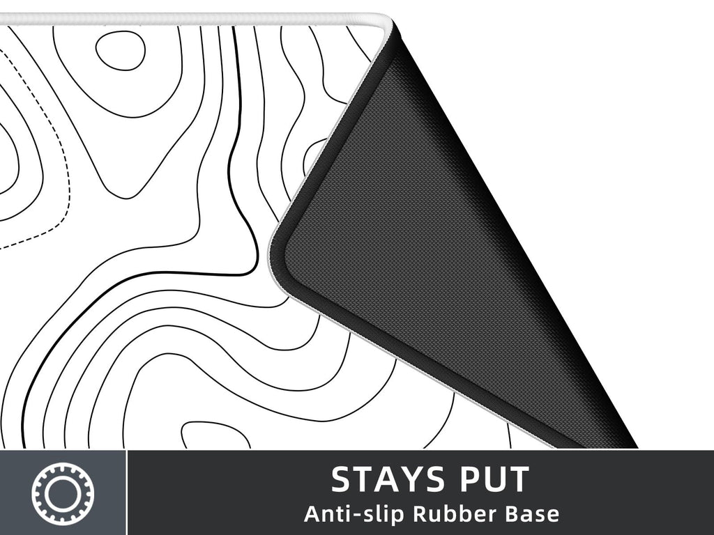 Rinaze Large Gaming Mouse Pad Desk Mat with White Topographic, Anti-Slip Keyboard Pad with Multifunctional, Comfortable Big XXL Mousepad, Office Desk Accessories for Computer, Home and Gaming