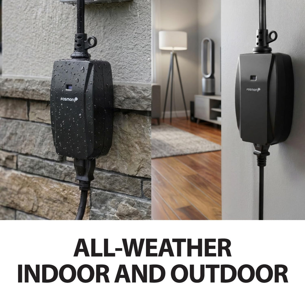 Wireless Remote Control Outlet, Fosmon Outdoor Electrical Outlet Switch Weather Resistant Heavy Duty, 3-Prong Plug-in (Battery Included) (1, 1 Pack)