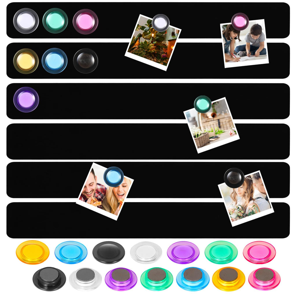 Magnetic Bulletin Board 6PCS Frameless Iron Board Strips Memo Board Bar Adhesive Backing Stainless Whiteboard Strips with 20PCS Magnet for Classroom Office Kitchen