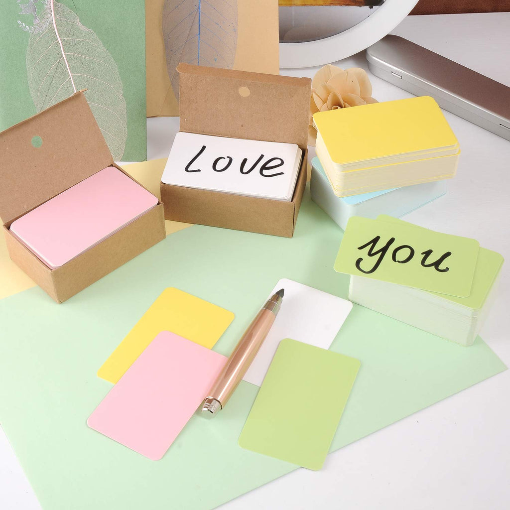 400 Pieces Kraft Paper Cards Multicolor Blank Kraft Paper Message Cards Business Cards Kraft Paper Study Cards for Learning, Memory, Study, Note (4 Colors)