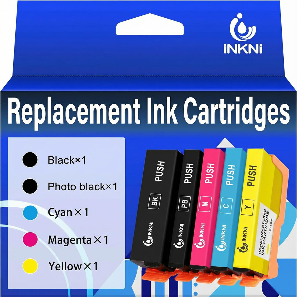 InkNI Remanufactured Ink Cartridge Replacement for Epson 410XL Ink Cartridges 5 Pack 410 XL T410XL for Expression XP-7100 XP-830 XP-640 XP-635 XP-630 XP-530 (Black, Cyan, Magenta, Yellow, Photo Black)