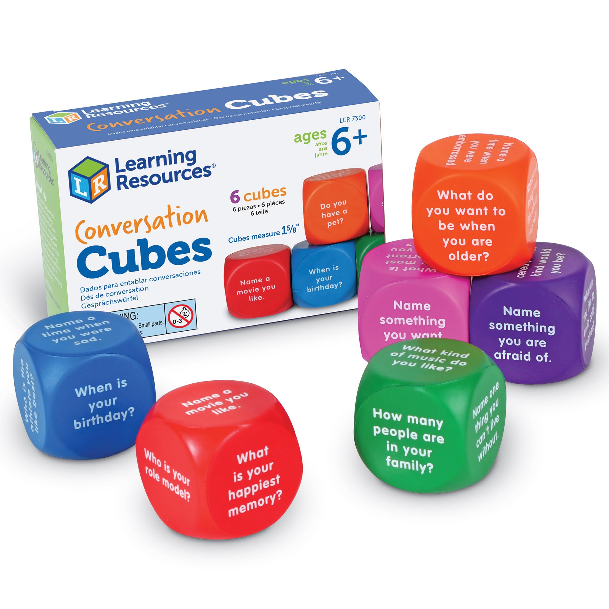 Learning Resources LER7300 Conversation Cubes, Social Dice, Autism Therapy, Ice Breaker Cubes, Ages 6+