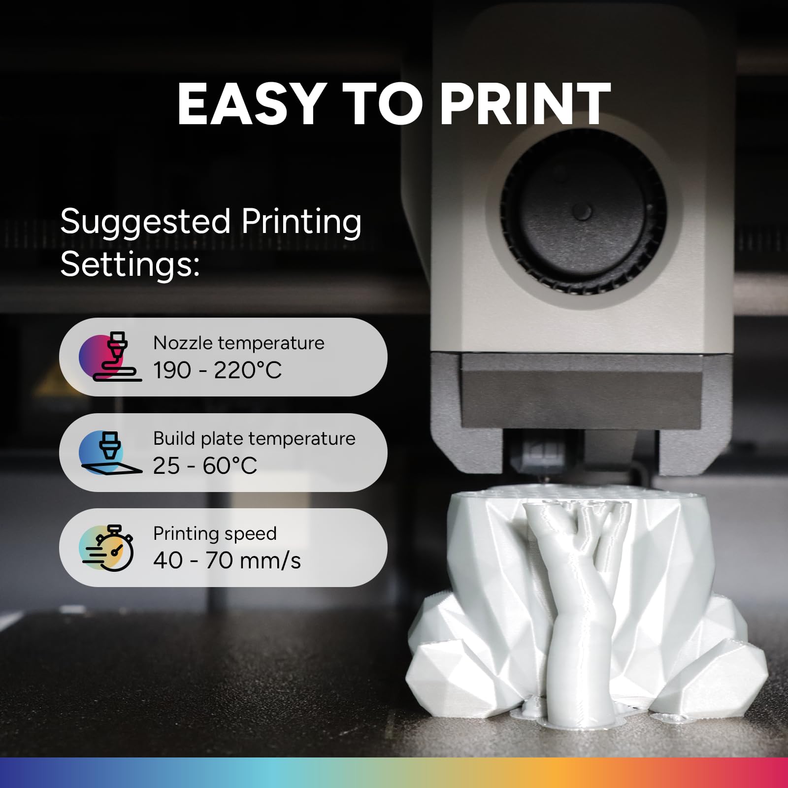 OVERTURE PLA Plus (PLA+) Filament 1.75mm, Stronger & More Durable, Professional Toughness 3D Printer Filament 1kg (2.2lbs), High Precision +/- 0.02mm, Tangle-Free (Black)