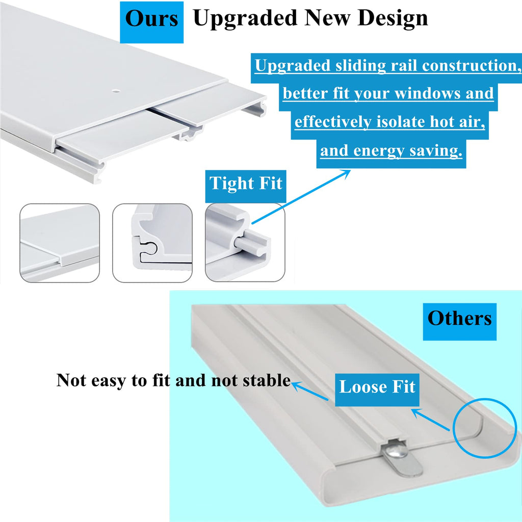 Upgraded Portable Air Conditioner Windows Vent Kit, Universal Window Sealing Plates with 2 in 1 Coupler, Suit for 5.1/5.9In Diameter Air Conditioner Exhaust Hose, Adjustable Length－17”to 61”