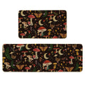 Artoid Mode Black Mushrooms Butterfly Spring Kitchen Mats Set of 2, Home Decor Low-Profile Kitchen Rugs for Floor - 17x29 and 17x47 Inch