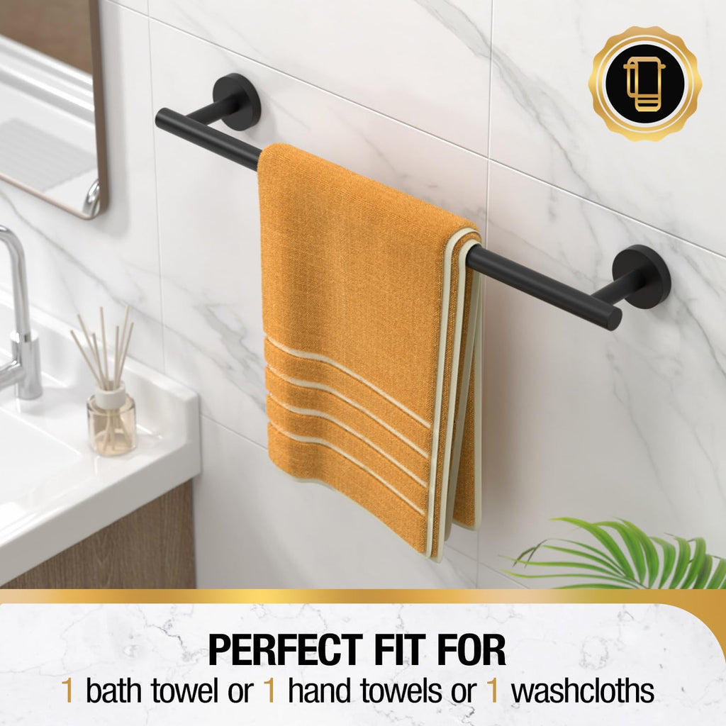 HITSLAM Matte Black 18 Inch Towel Bar for Bathroom, SUS304 Stainless Steel Bathroom Towel Rack Wall Mounted, Modern Home Decor Towel Holder with Hardware Accessories(Total Length 19.8 Inch)