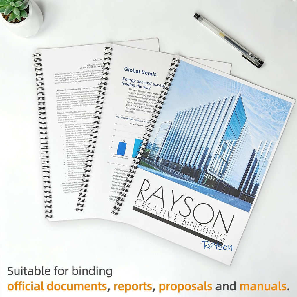 Rayson Double Loop Binding Wires 3/8 Inch - 3 to 1 Pitch Wire Binding Capacity 60 Sheets, 11 inch Length, 32-Loop Black Wire Ring Pack of 100 to Bind Reports and Projects