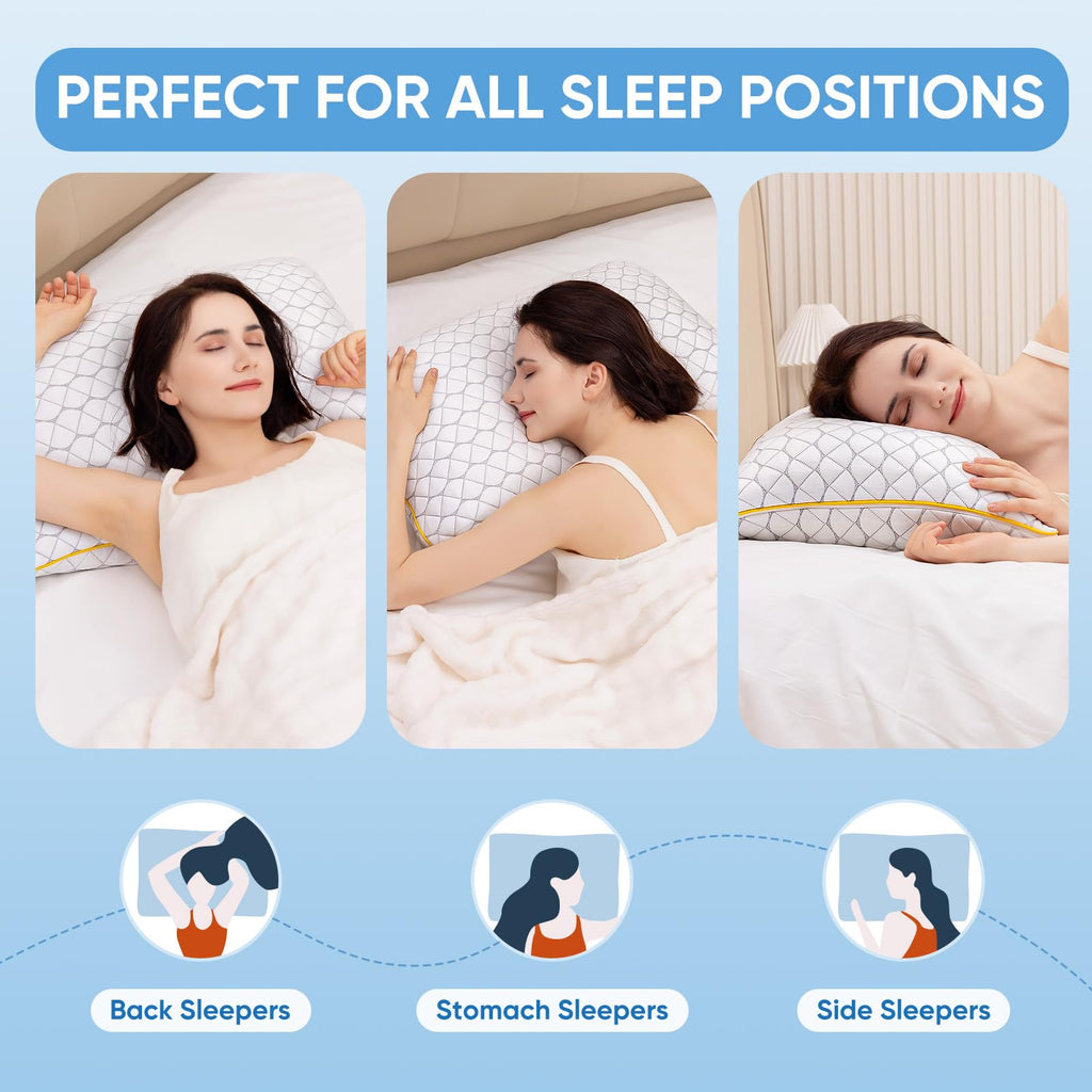 Cooling Shredded Memory Foam Pillows King Size 2 Pack – Adjustable Bed Pillows for Sleeping, Breathable Cooling Supportive Pillow for Side Back & Stomach Sleepers, with Washable Cover