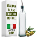 EHOMEA2Z Italian Glass Olive Oil Dispenser Bottle - 16 Oz, Oil and Vinegar Cruet with Stainless Steel Spout for Kitchen, Slight Green Tint (2, 473ml)