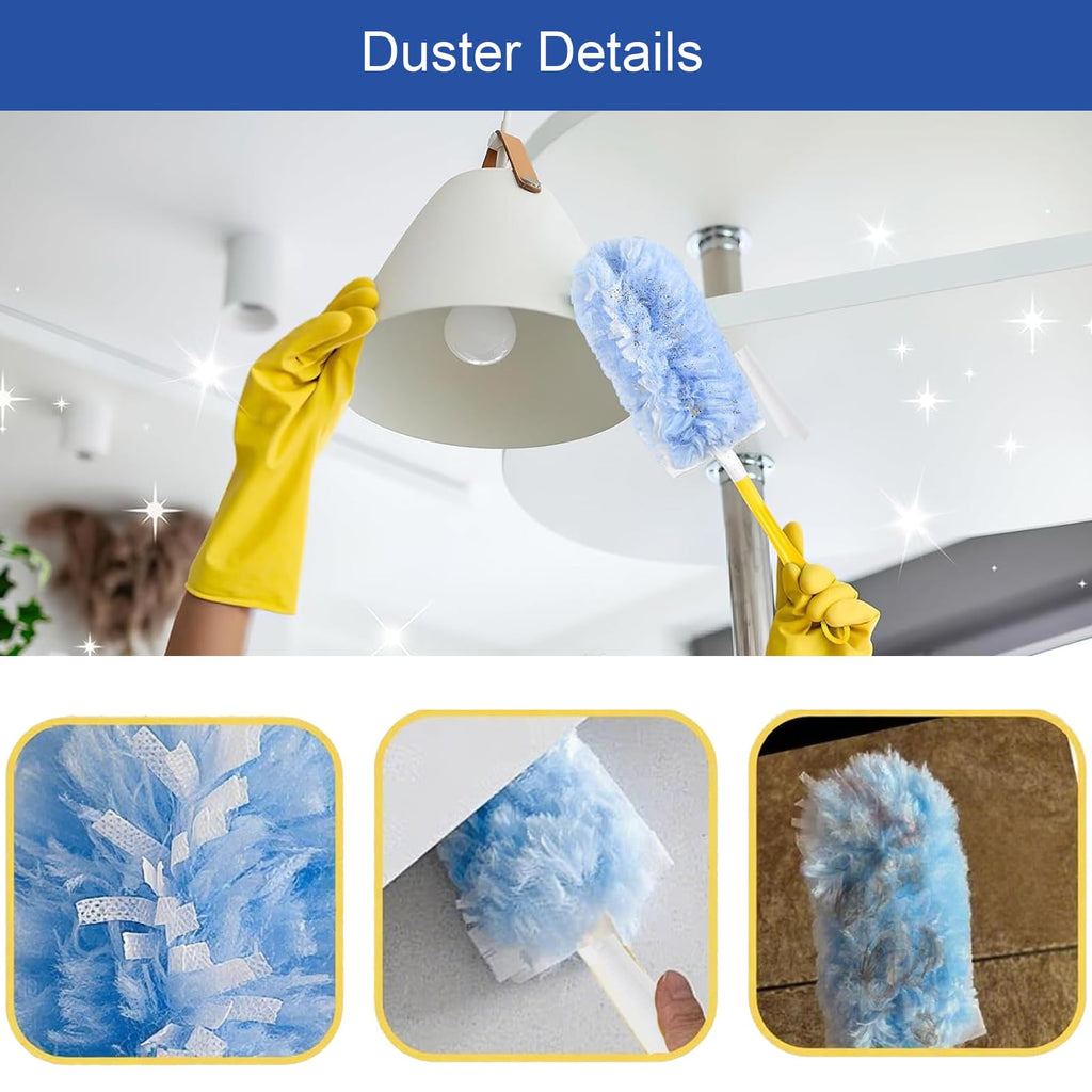 30P Duster Refills Compatible with S wiffer Dusters, Multi Surface 360° Heavy Duty Duster Refills with 4X Fluffy Fiber, Dust Removal Tools Refill Replacenments Cleaning Dusters with Handle - Blue