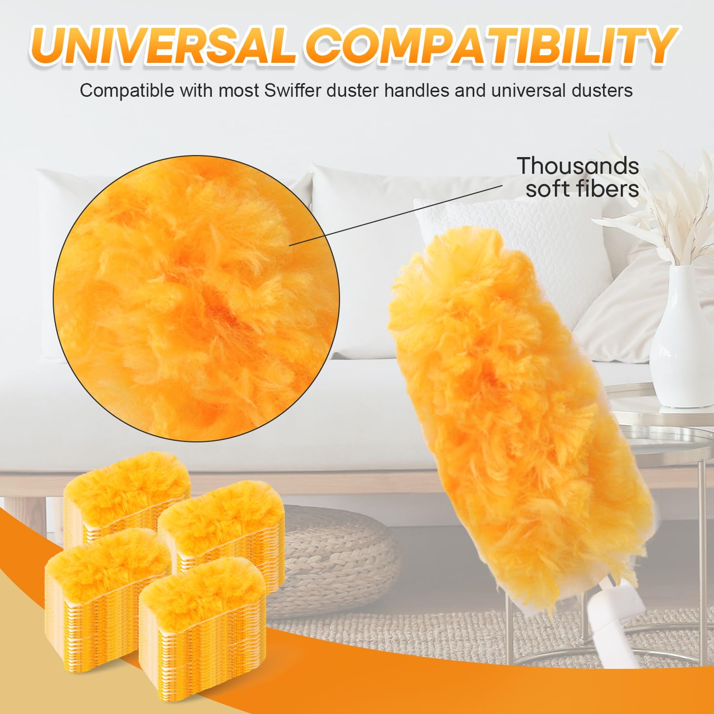 60Pack Duster Refills Compatible with Swiffer Duster,Heavy Duty Multi Surface 360 Microfiber Refills,Unscented Disposable Dusters Kit for Cleaning Dusting Furniture Blind Ceiling Fan(60 Pcs+ 1 Handle)
