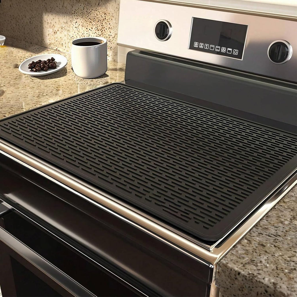 Eazmate Silicone Stove Top Cover for Electric Stove 28 x 20 Inch, Silicone Mat Protector for Extra Kitchen Space, Heat Resistant Stovetop Cover, Black