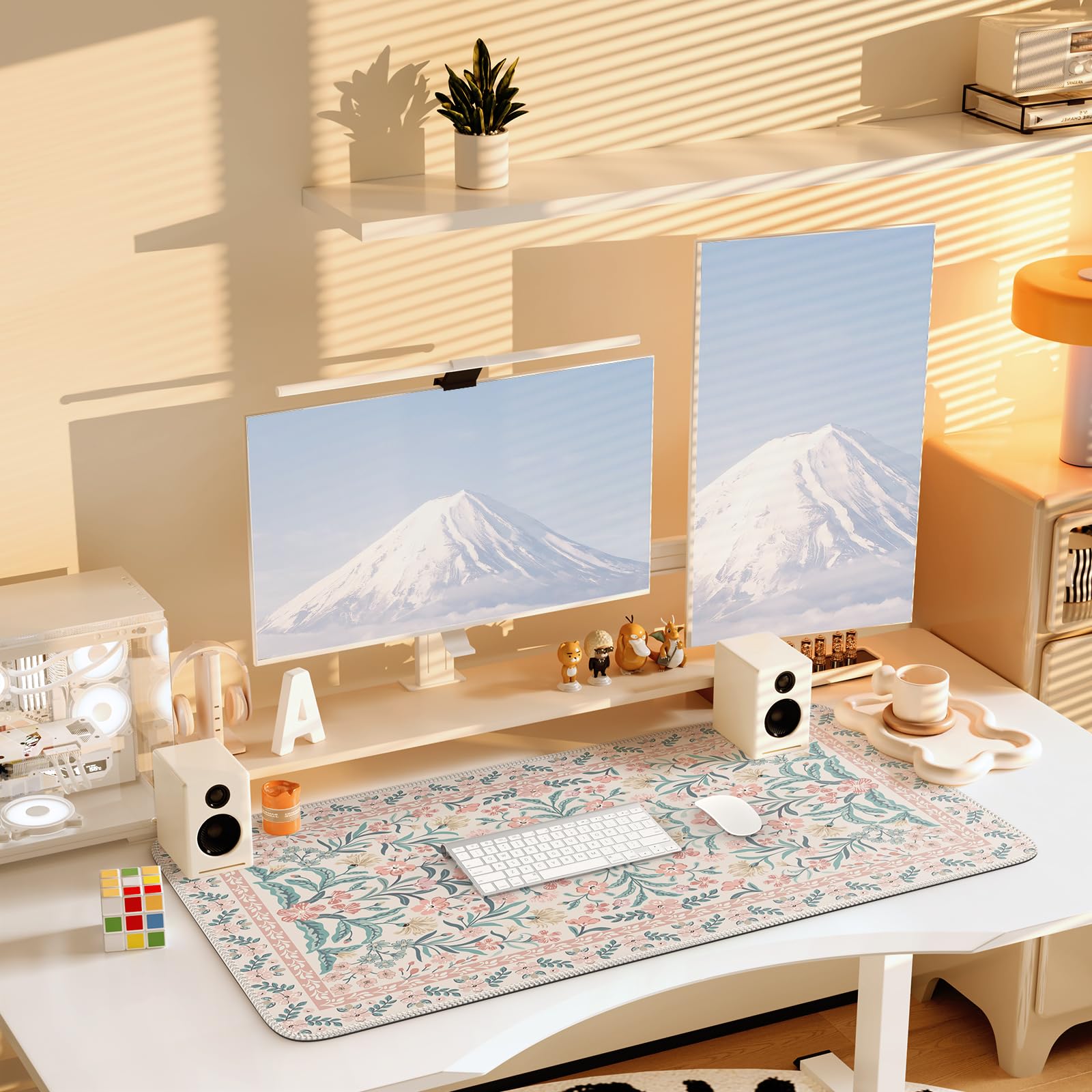 iCasso Desk Matt for Desktop, Black Desk Mat, Cute Desk Pad Mat, XXL Large Mouse Pad for Desk, Anti-Slip Big Mousepad with Stitched Edges, Keyboard Pad Mouse Mat for Computer (Pink)