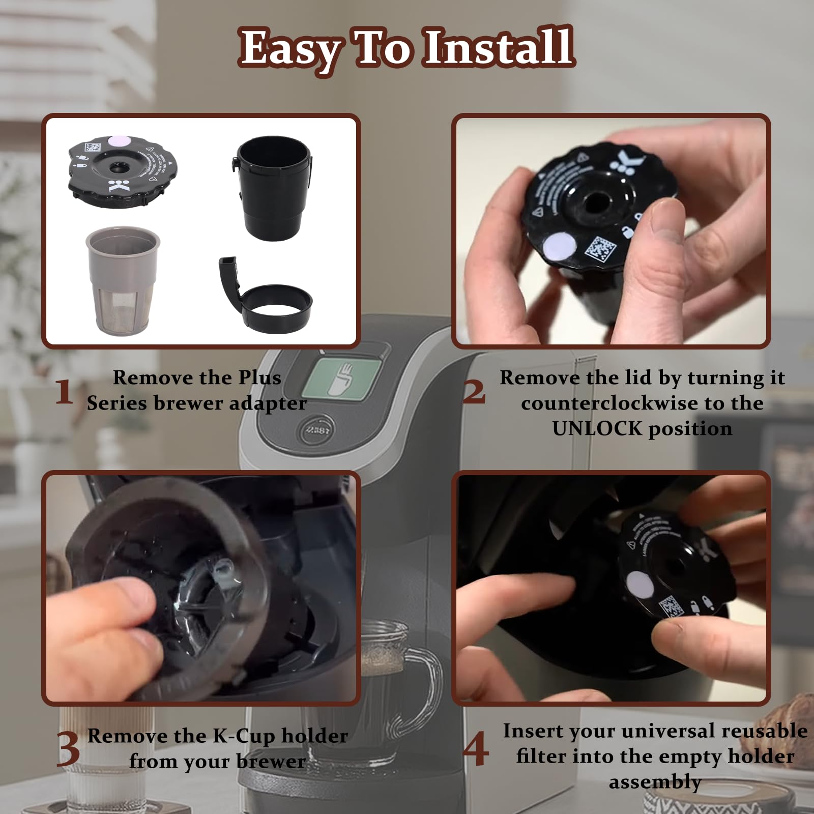 Ketofa My K Cup Reusable Coffee Filter,Compatible with Keurig 2.0 K200,K250, K300, K350, K360, K400, K450, K460, K475, K500, K550, K560, K575,K750,Refillable Coffee Pod for Keurig Brewers (Pack of 3)