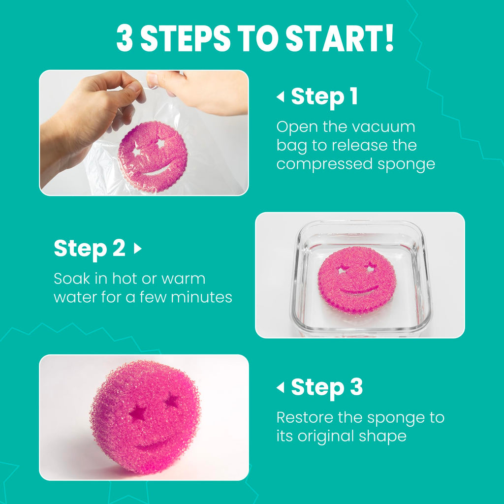 HELIME Scrub Sponge Dish Scrubber, Non Scratch Multipurpose Sponges, Temperature Controlled Dual Sided Cleaning Pads, Durable BPA Free and Odor Resistant Polymer Foam, Safe for Kitchen, Bathroom
