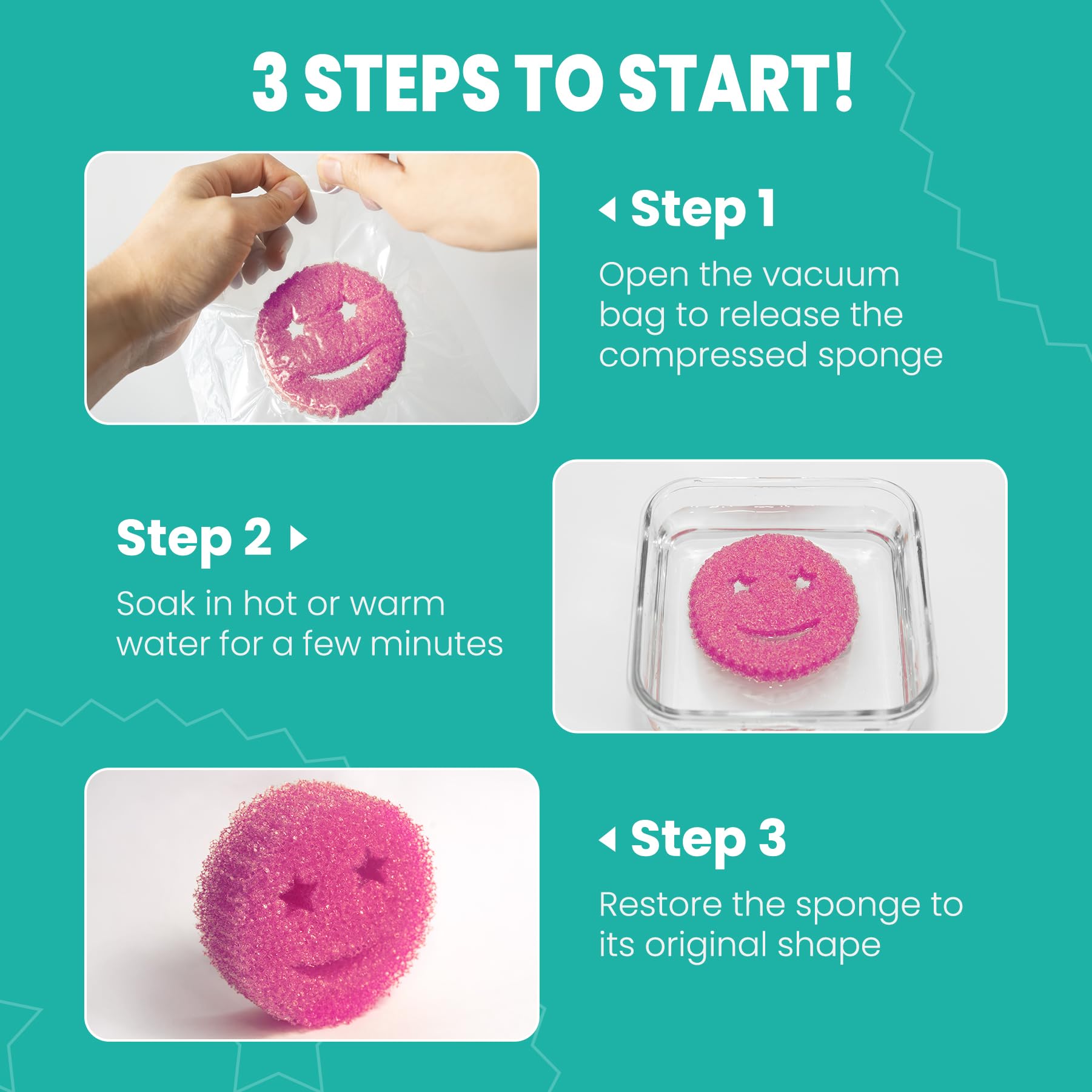 HELIME Scrub Sponge Dish Scrubber, Non Scratch Multipurpose Sponges, Temperature Controlled Dual Sided Cleaning Pads, Durable BPA Free and Odor Resistant Polymer Foam, Safe for Kitchen, Bathroom