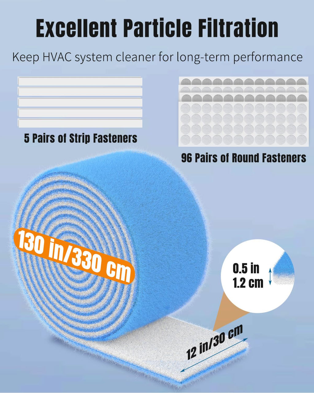 Pawfly MERV 8 Cut-to-Fit Air Vent Filter Roll, 130" x 12" x 0.5" Air Filter Media for Home Floor Vents, HVAC Systems, Grilles & Ceilings