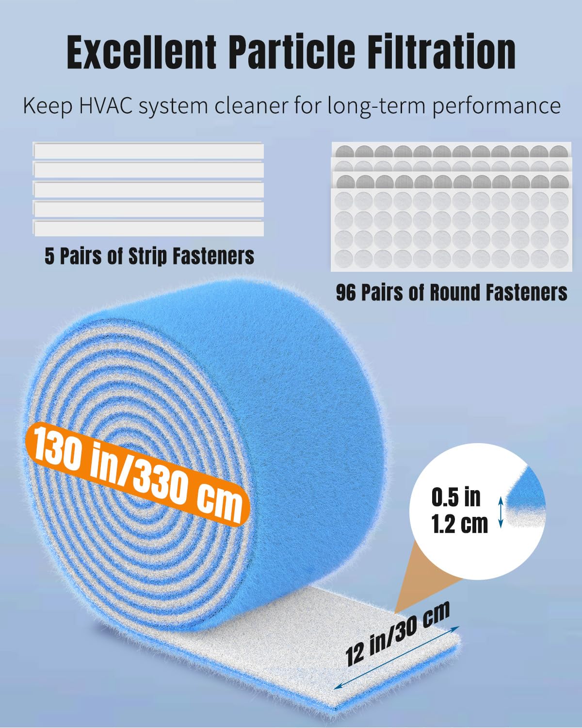 Pawfly MERV 8 Cut-to-Fit Air Vent Filter Roll, 130" x 12" x 0.5" Air Filter Media for Home Floor Vents, HVAC Systems, Grilles & Ceilings