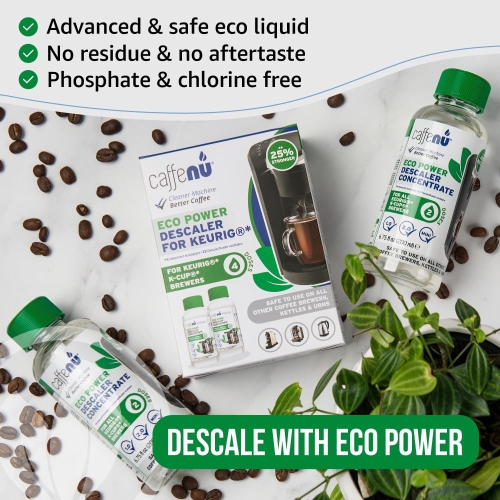 Keurig Compatible Descaling Solution. 2 Bottles of Descaler Solution. Descaling Kit Removes Limescale For Hotter Coffee. 4 Uses Descaler For Keurig Coffee Machines.