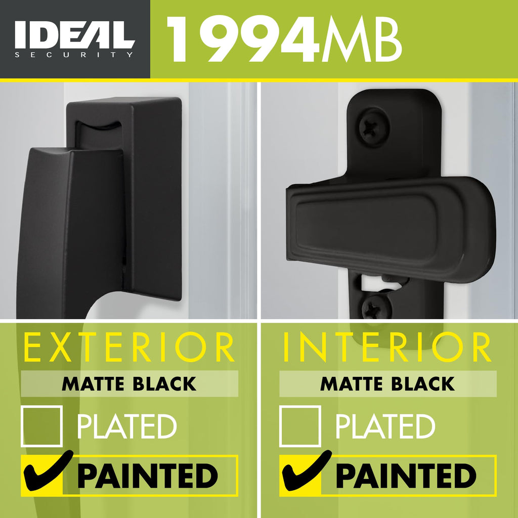 Ideal Security Model 1994 VP Pull Handle Set for Storm and Screen Doors, Fits 1 to 2-1/8 inches Thick Doors, Matte Black