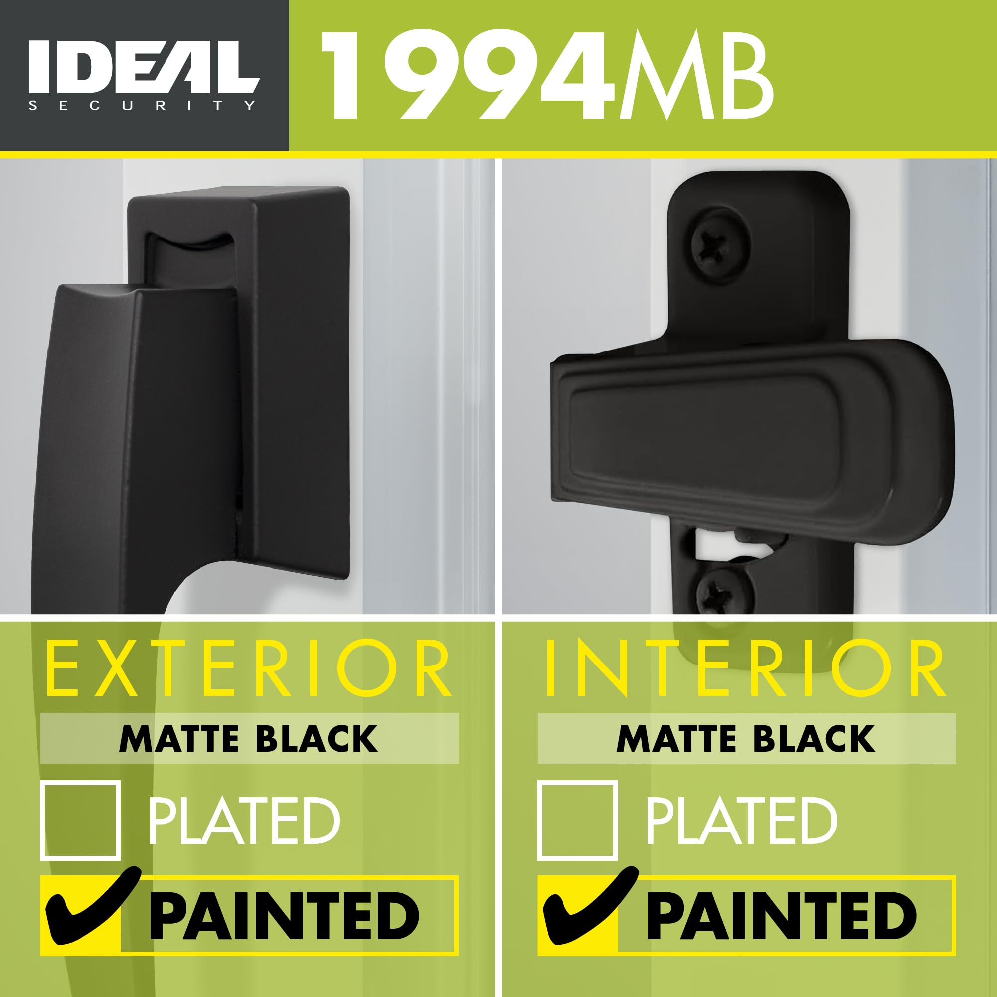 Ideal Security Model 1994 VP Pull Handle Set for Storm and Screen Doors, Fits 1 to 2-1/8 inches Thick Doors, Matte Black