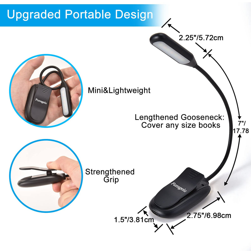 Book Light 2 Pack, Rechargeable 7 LED 9 Modes Reading Light, Eye-Care Clip On Book Reading Light for Reading in Bed, Bookworms, Kids, eReaders