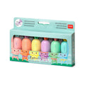 Legami HC0001 Set of 6 Mini Highlighters, Carrate Team, Carrot Shape Highlighters, Water Based Inks, for Fine and Thick Lines, Pastel Colours, Quick Drying