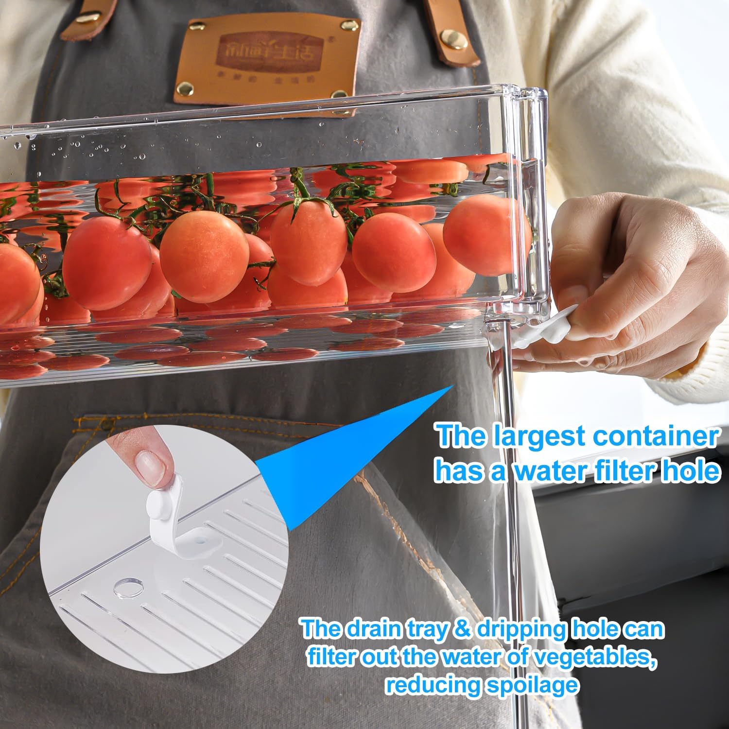 Pure Future 10-Pack Fridge Organizers and Storage with Lids - Clear Plastic Refrigerator Bins with Drain Trays - Stackable Produce Saver for Fruit, Veggies and Pantry, BPA-Free