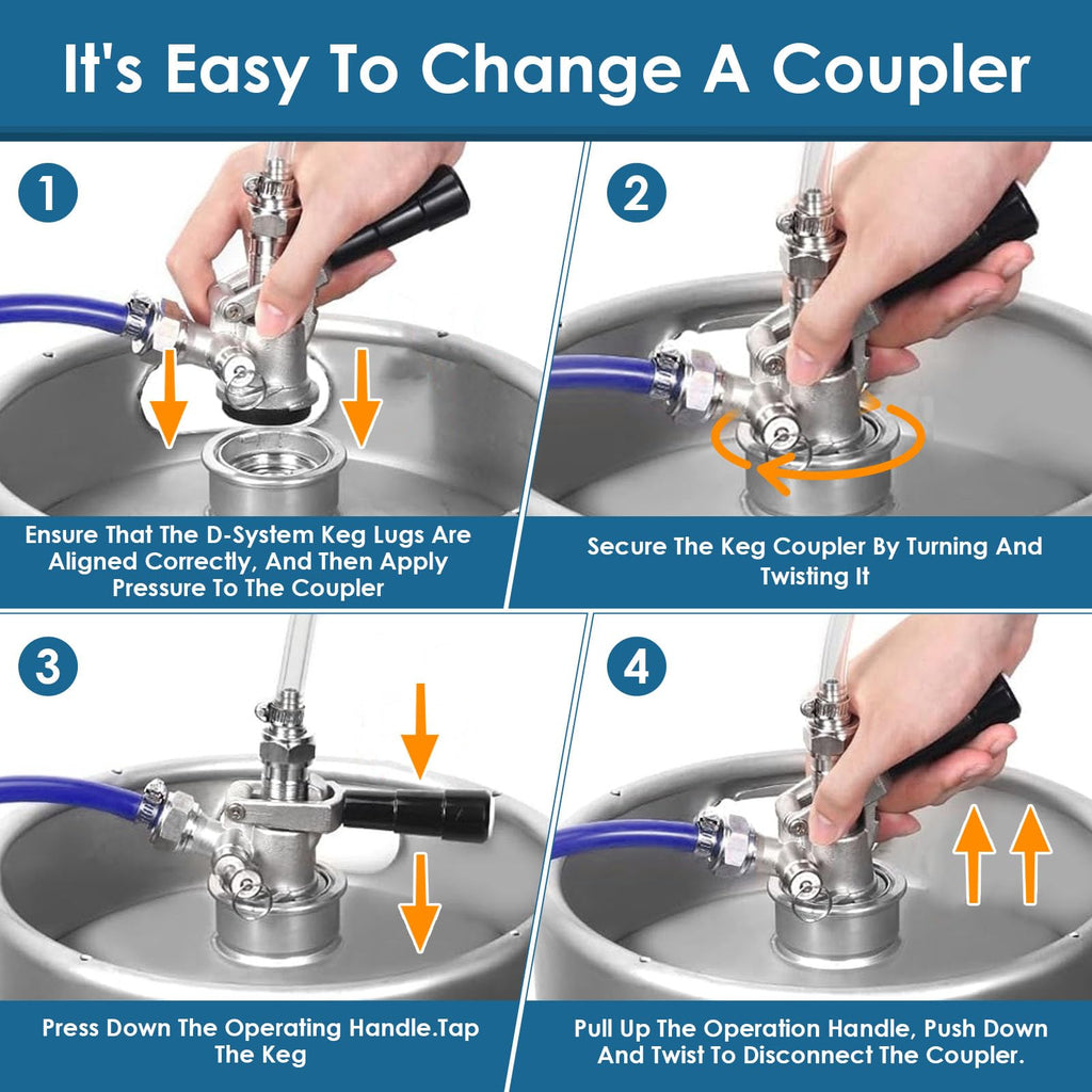 AGJIQ D Type Keg Coupler, Beer Keg Coupler with D Type System & Safety Pressure Relief Valve, Compatible with Sankey D Keg Tap Dispenser & Draft Beer Dispenser