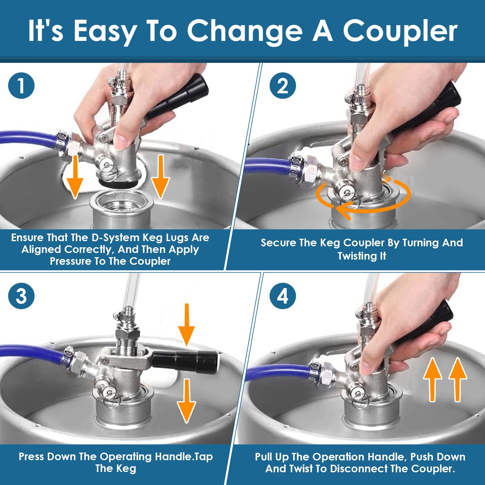 AGJIQ D Type Keg Coupler, Beer Keg Coupler with D Type System & Safety Pressure Relief Valve, Compatible with Sankey D Keg Tap Dispenser & Draft Beer Dispenser